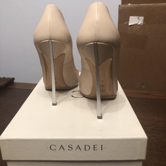 Casadei Cream Blade Heel Pumps - Picture 2 of 5
